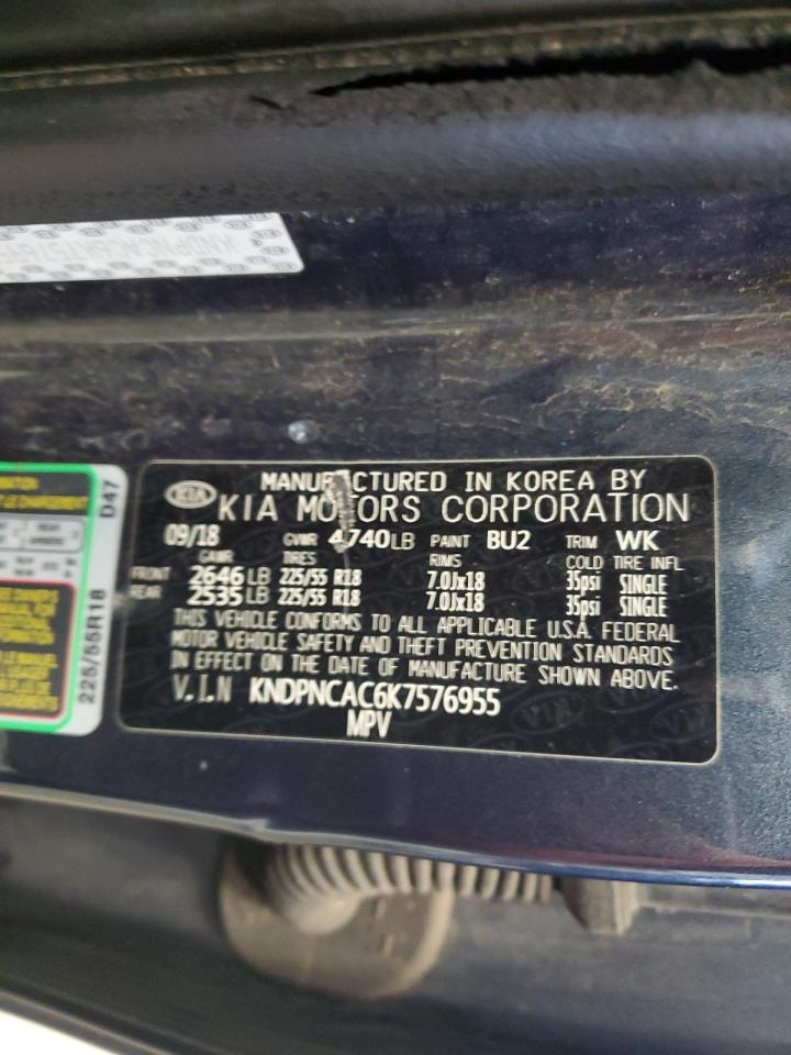 2019 Kia Sportage Ex VIN: KNDPNCAC6K7576955 Lot: 92290855