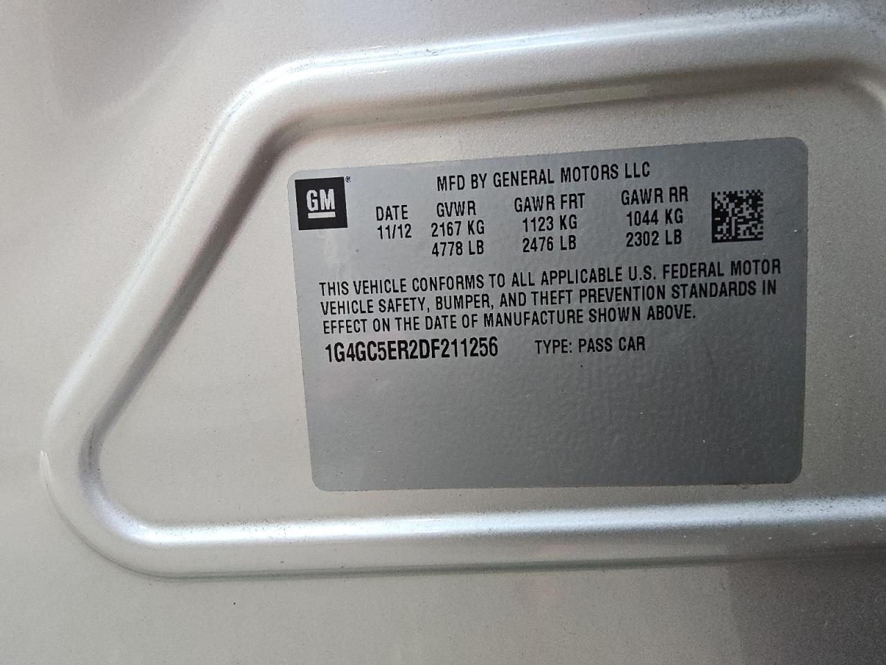 2013 Buick Lacrosse VIN: 1G4GC5ER2DF211256 Lot: 91389975