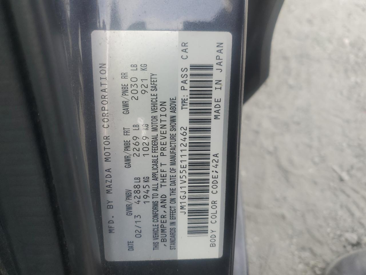 2014 Mazda 6 Touring VIN: JM1GJ1V55E1112462 Lot: 93522105