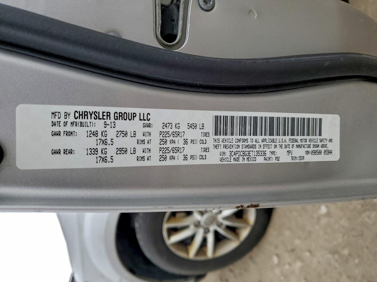 2014 Dodge Journey Sxt VIN: 3C4PDCBG3ET135336 Lot: 94134875