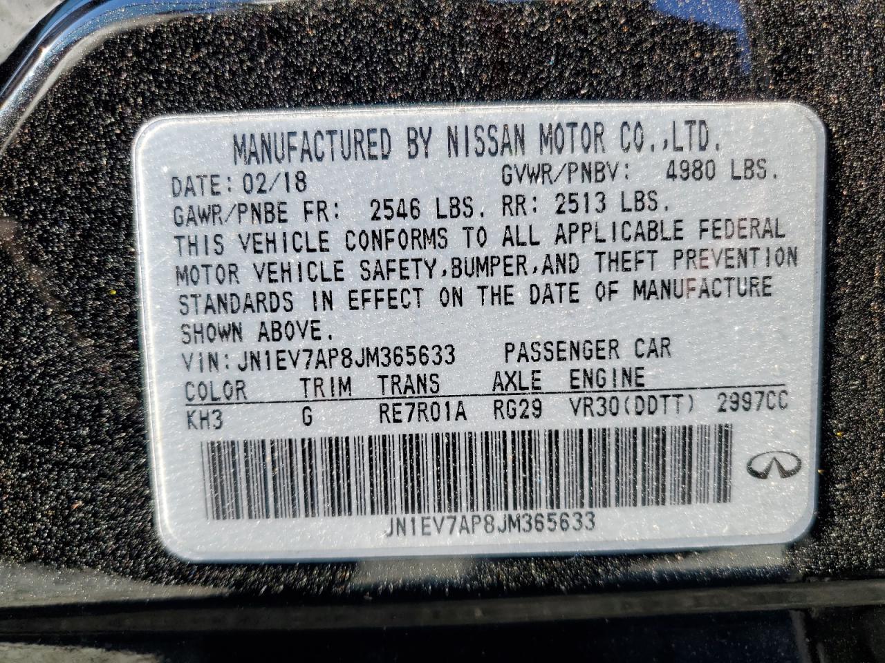 2018 Infiniti Q50 Luxe VIN: JN1EV7AP8JM365633 Lot: 90899555