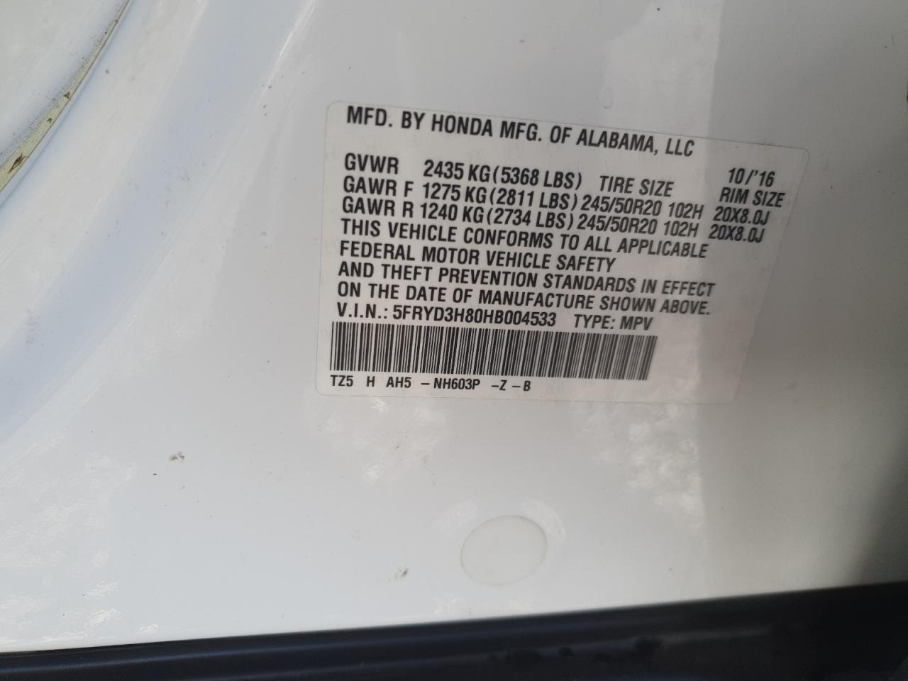 2017 Acura Mdx Advance VIN: 5FRYD3H80HB004533 Lot: 92054375