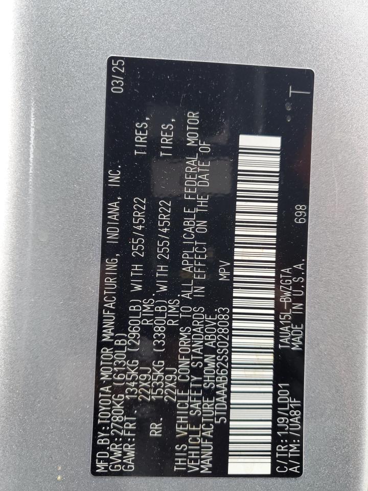 2025 Lexus Tx 350 Base VIN: 5TDAAAB62SS028083 Lot: 91854305