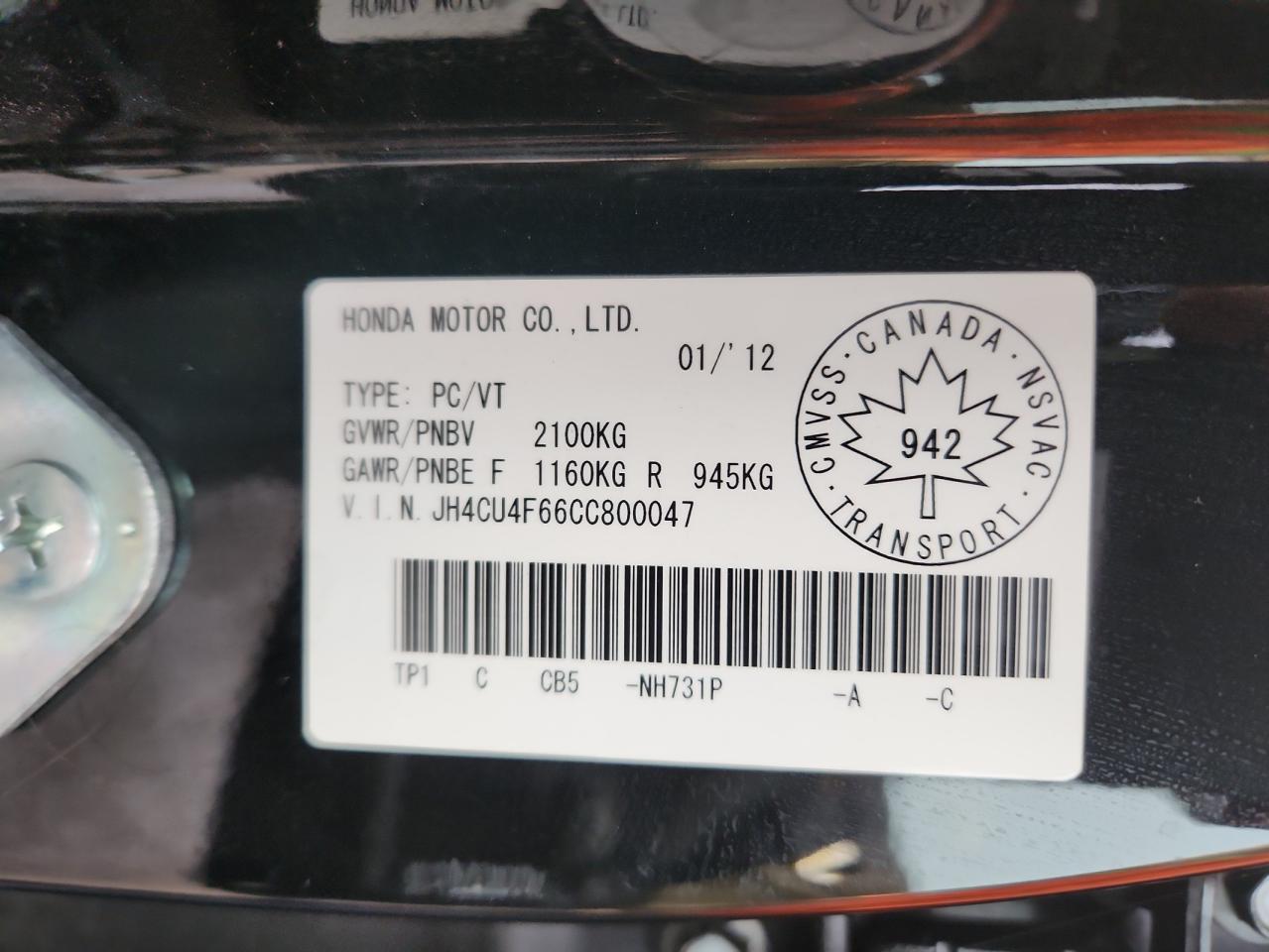 2012 Acura Tsx Tech VIN: JH4CU4F66CC800047 Lot: 92129175