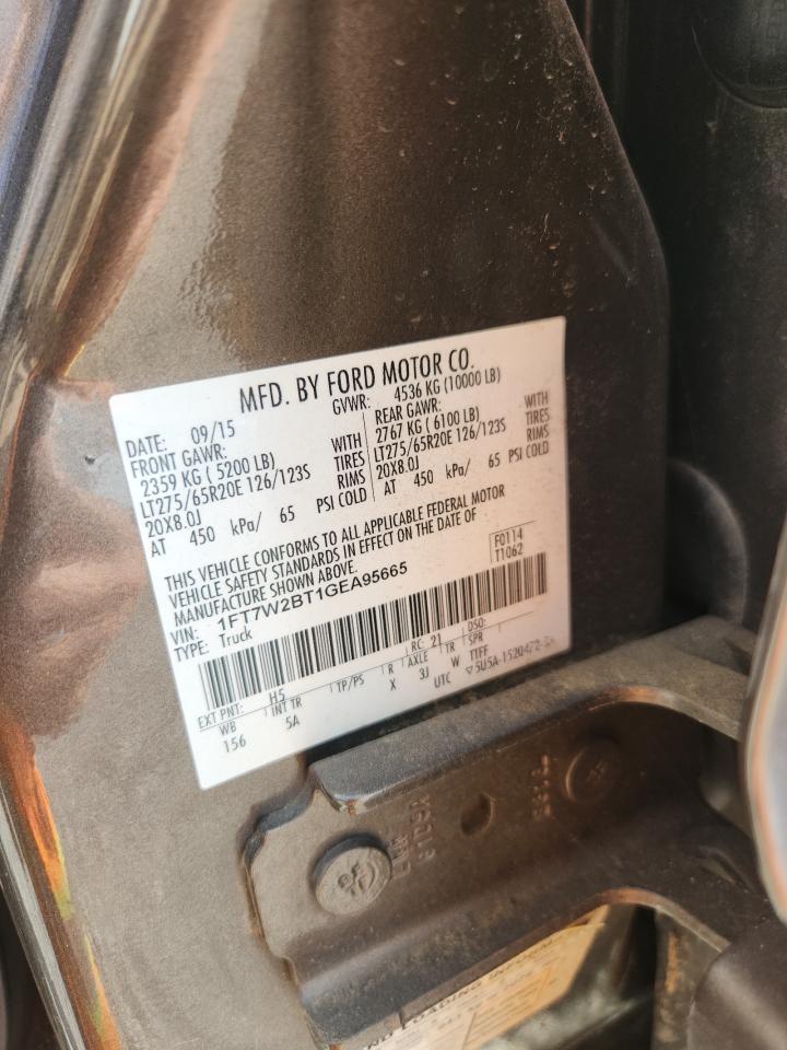 2016 Ford F250 Super Duty VIN: 1FT7W2BT1GEA95665 Lot: 93420185