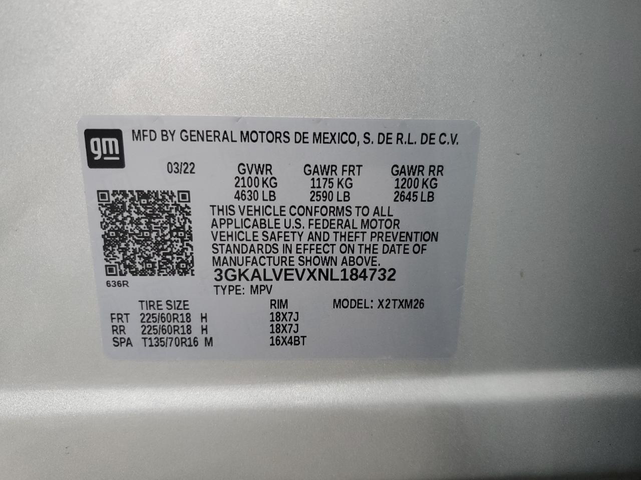 2022 GMC Terrain Slt VIN: 3GKALVEVXNL184732 Lot: 91630945