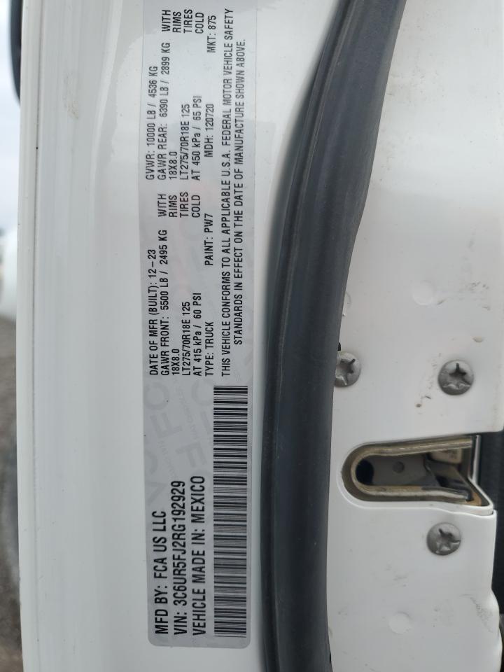 2024 Ram 2500 Laramie VIN: 3C6UR5FJ2RG192929 Lot: 91497395