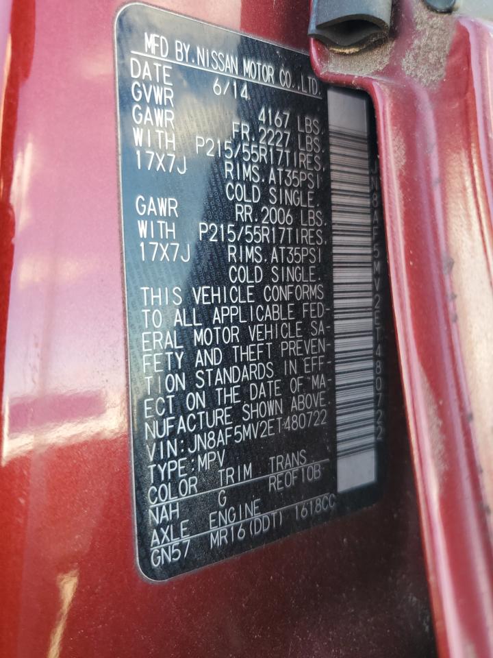 2014 Nissan Juke S VIN: JN8AF5MV2ET480722 Lot: 91414895