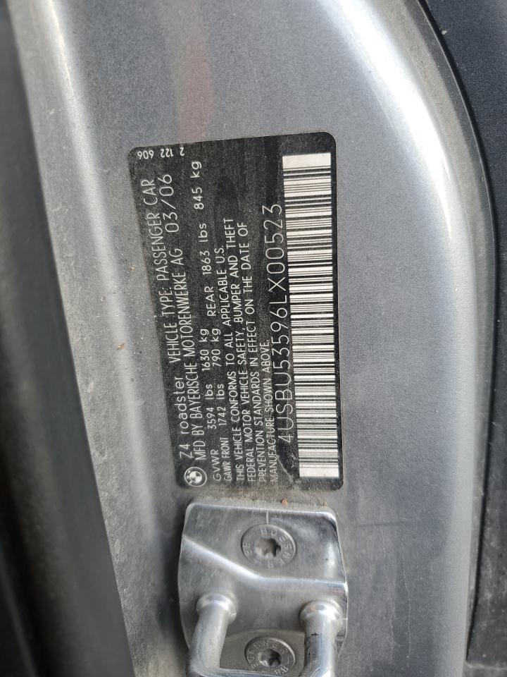 2006 BMW Z4 3.0Si VIN: 4USBU53596LX00523 Lot: 93441155