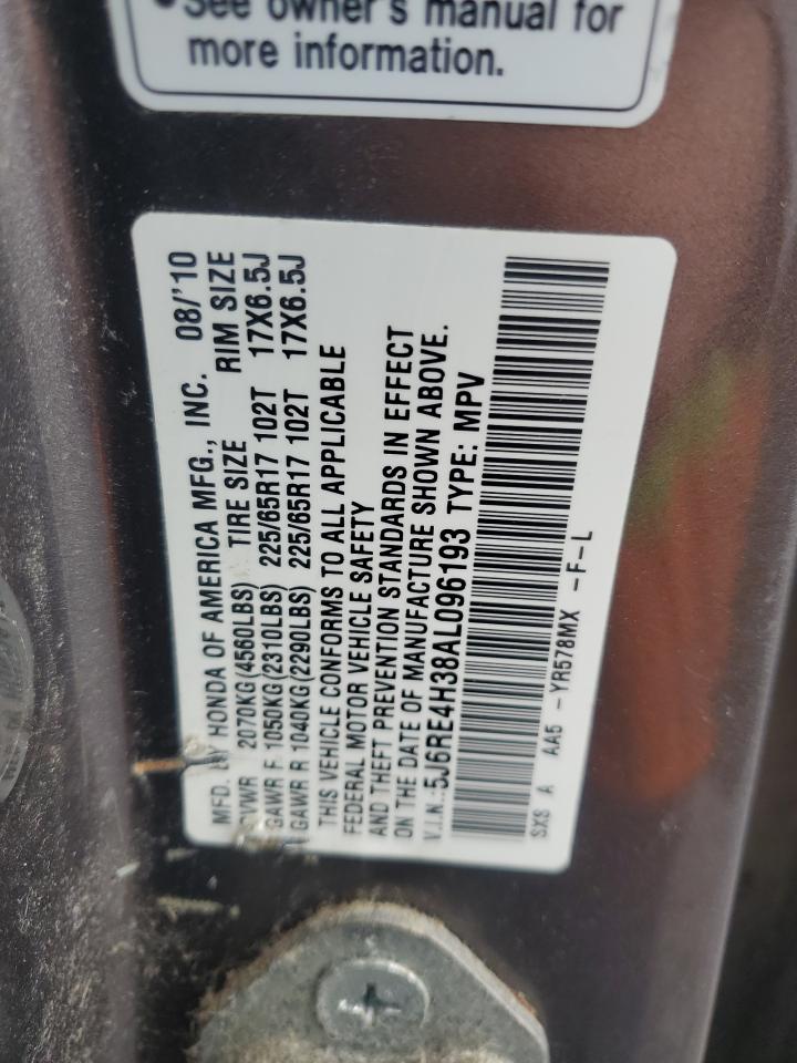 2010 Honda Cr-V Lx VIN: 5J6RE4H38AL096193 Lot: 91116995