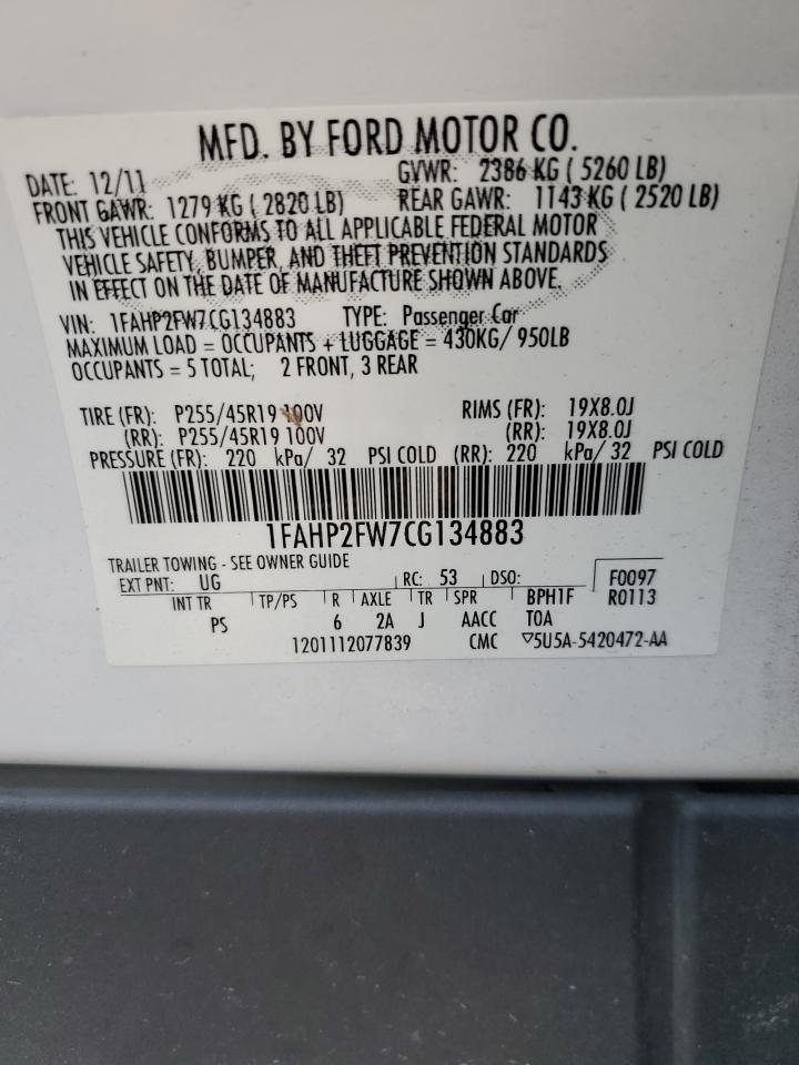 2012 Ford Taurus Limited VIN: 1FAHP2FW7CG134883 Lot: 93447905