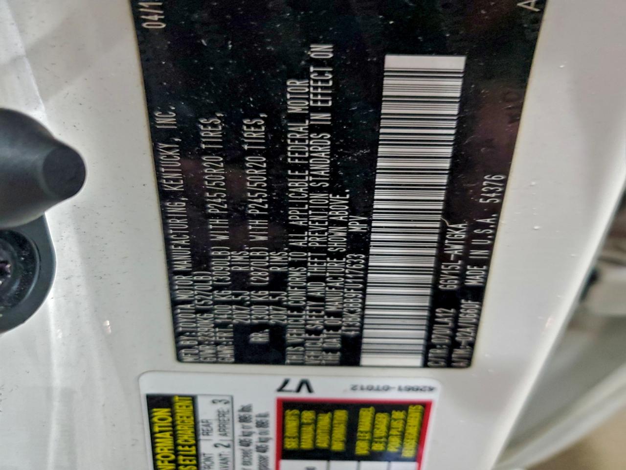 2015 Toyota Venza Le VIN: 4T3BK3BB9FU117633 Lot: 93868575