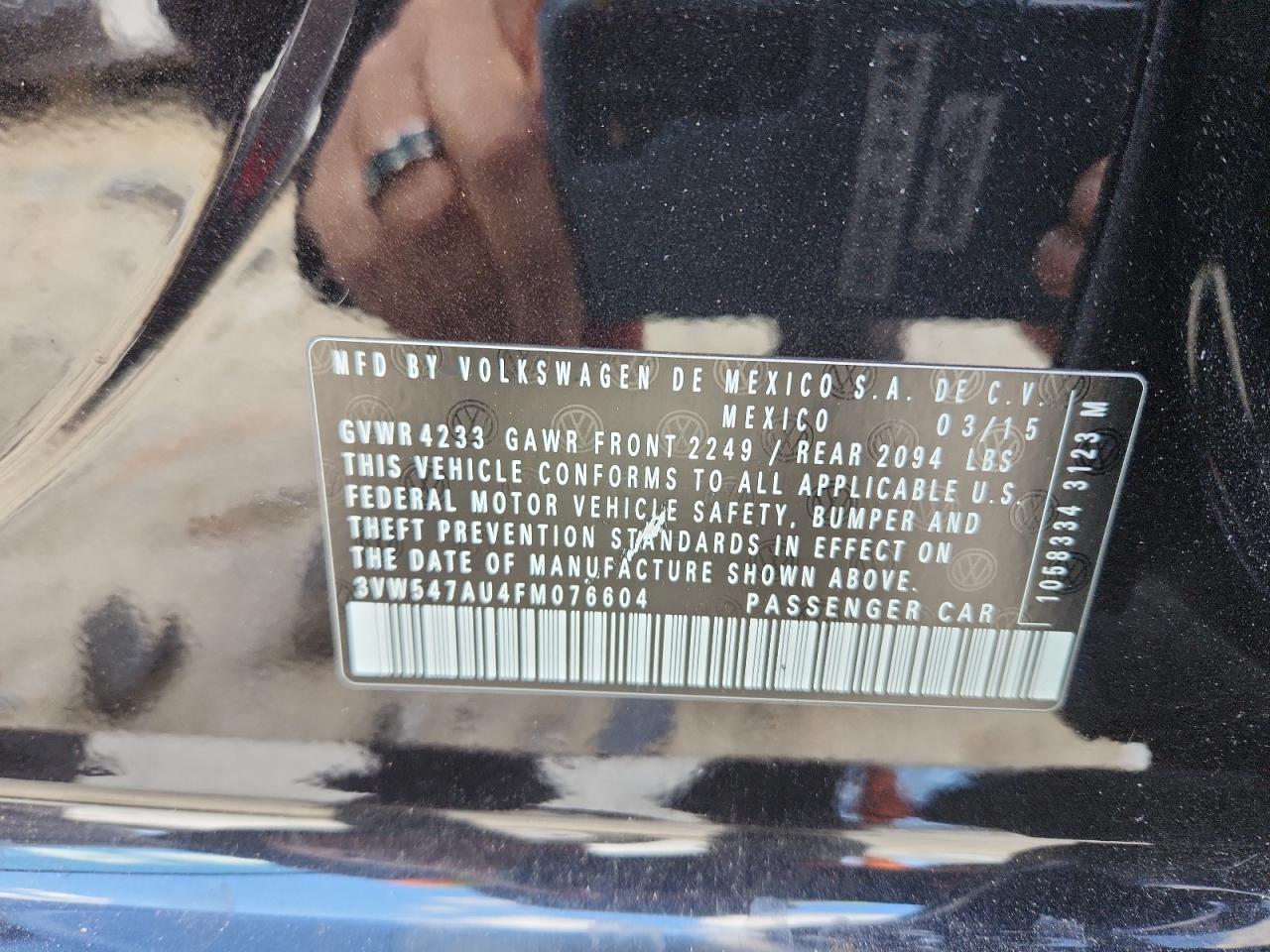 2015 Volkswagen Gti VIN: 3VW547AU4FM076604 Lot: 92995575