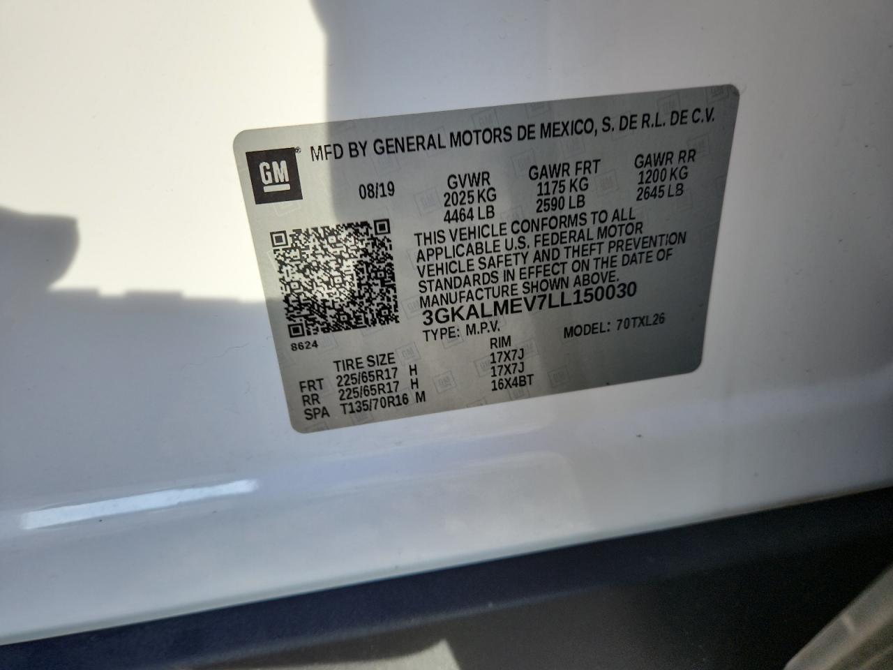 2020 GMC Terrain Sle VIN: 3GKALMEV7LL150030 Lot: 92454225