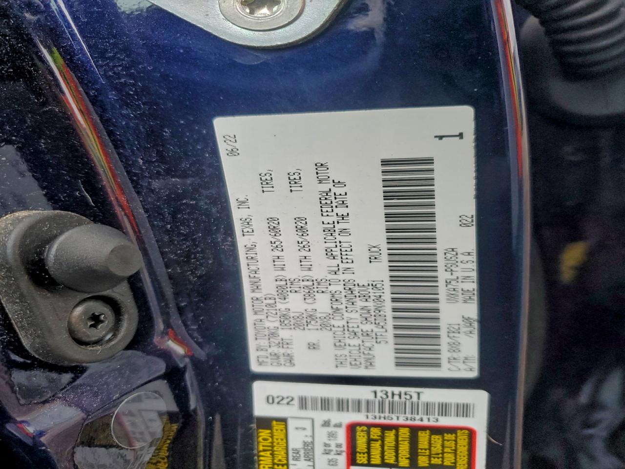 2022 Toyota Tundra Crewmax Sr VIN: 5TFLA5DB9NX041051 Lot: 94311555