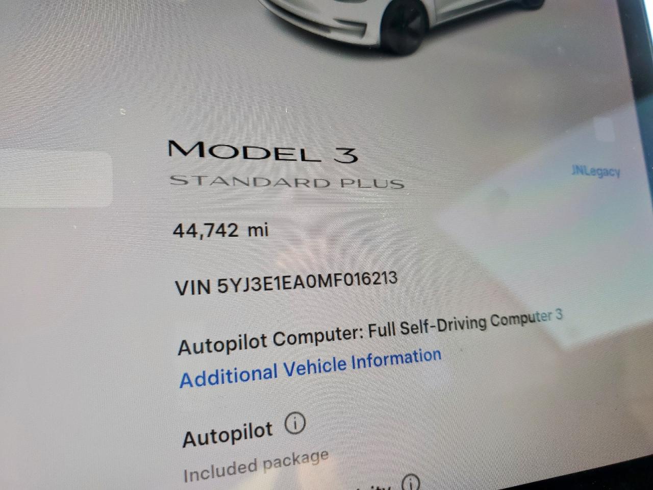 2021 Tesla Model 3 VIN: 5YJ3E1EA0MF016213 Lot: 92117795