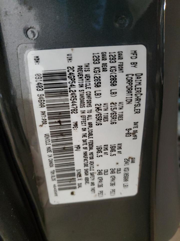 2004 Chrysler Town & Country Touring VIN: 2C4GP54L24R544782 Lot: 91259655