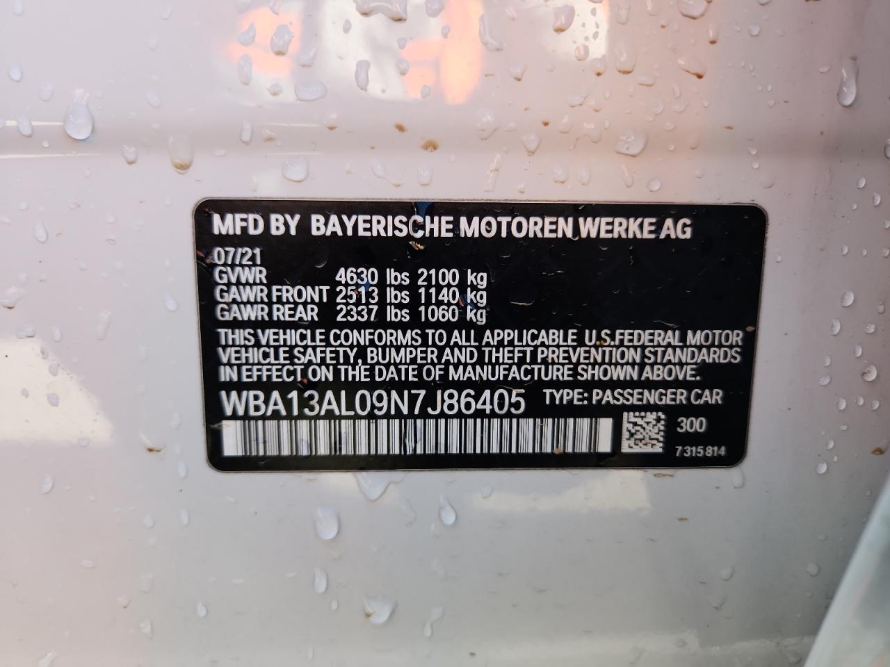 2022 BMW M235Xi VIN: WBA13AL09N7J86405 Lot: 91864825