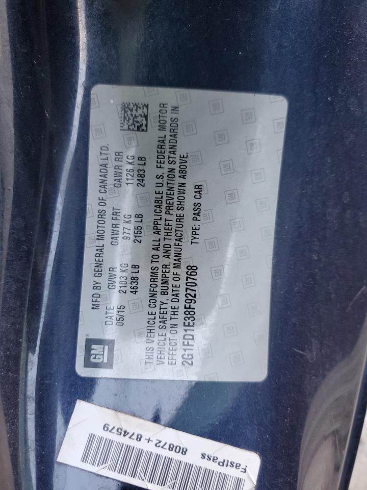 2015 Chevrolet Camaro Lt VIN: 2G1FD1E38F9270768 Lot: 93373845