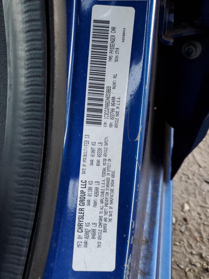 2013 Dodge Avenger Se VIN: 1C3CDZAB6DN653869 Lot: 93281015