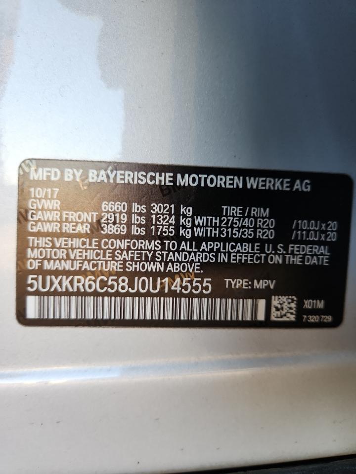 2018 BMW X5 xDrive50I VIN: 5UXKR6C58J0U14555 Lot: 91914735