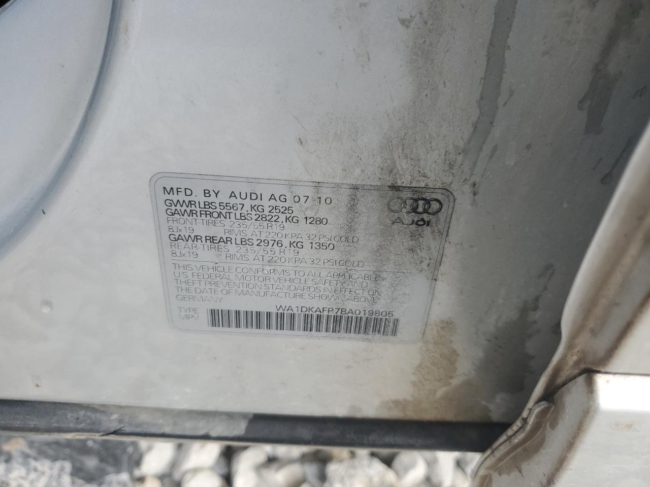 2011 Audi Q5 Premium Plus VIN: WA1DKAFP7BA019805 Lot: 91068815