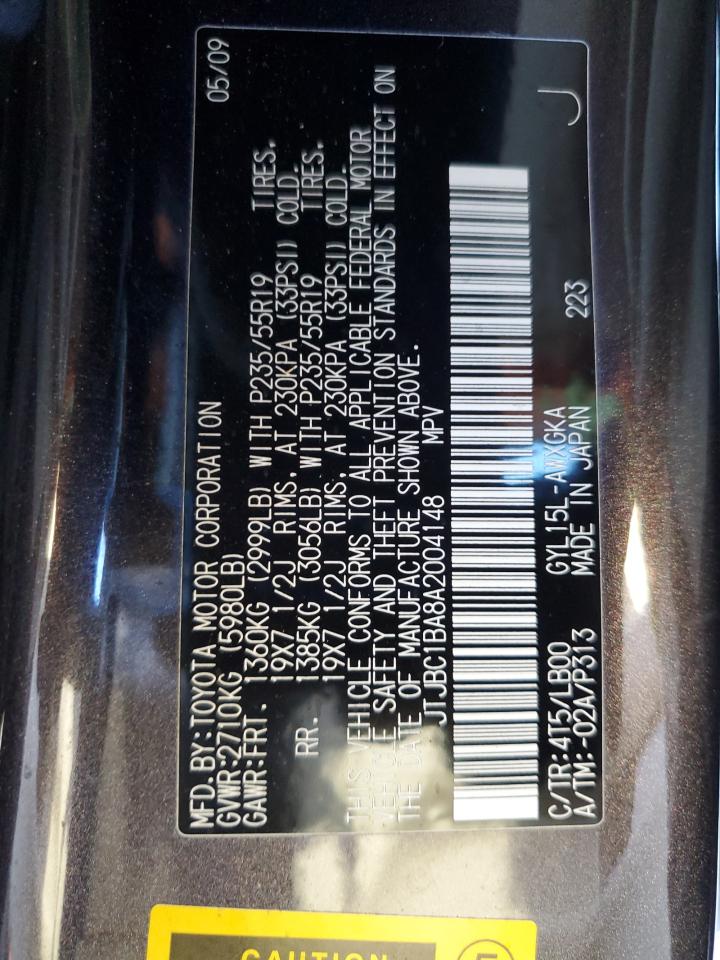 2010 Lexus Rx 450H VIN: JTJBC1BA8A2004148 Lot: 93529495