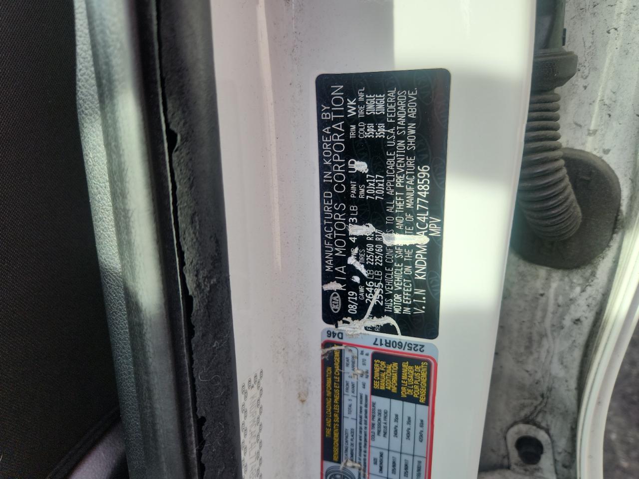 2020 Kia Sportage Lx VIN: KNDPMCAC4L7748596 Lot: 91466775