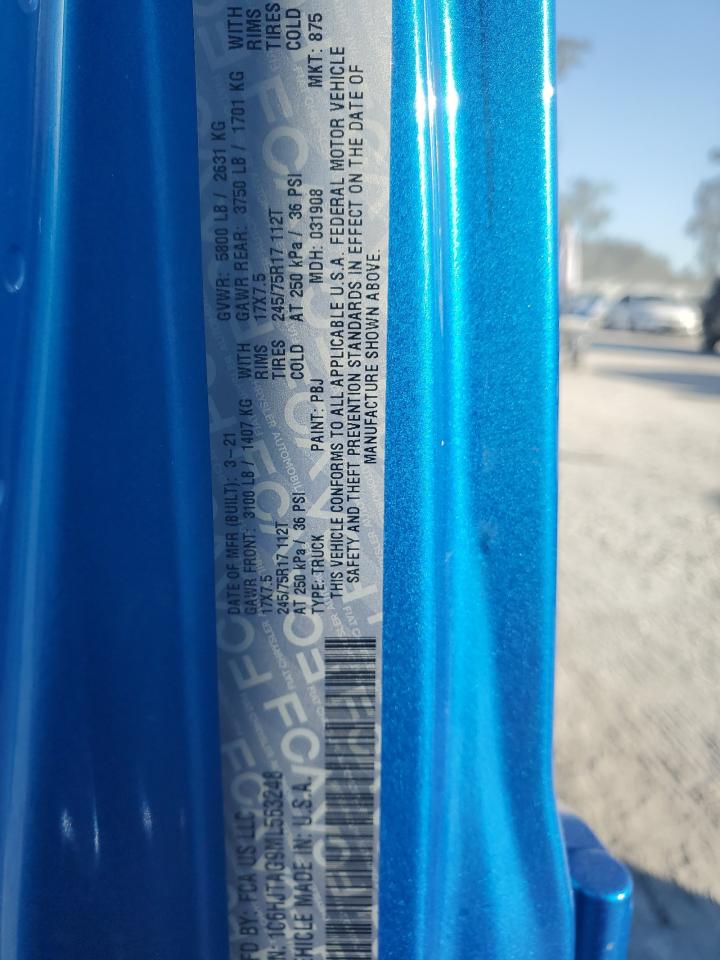 2021 Jeep Gladiator Sport VIN: 1C6HJTAG9ML563248 Lot: 92522685