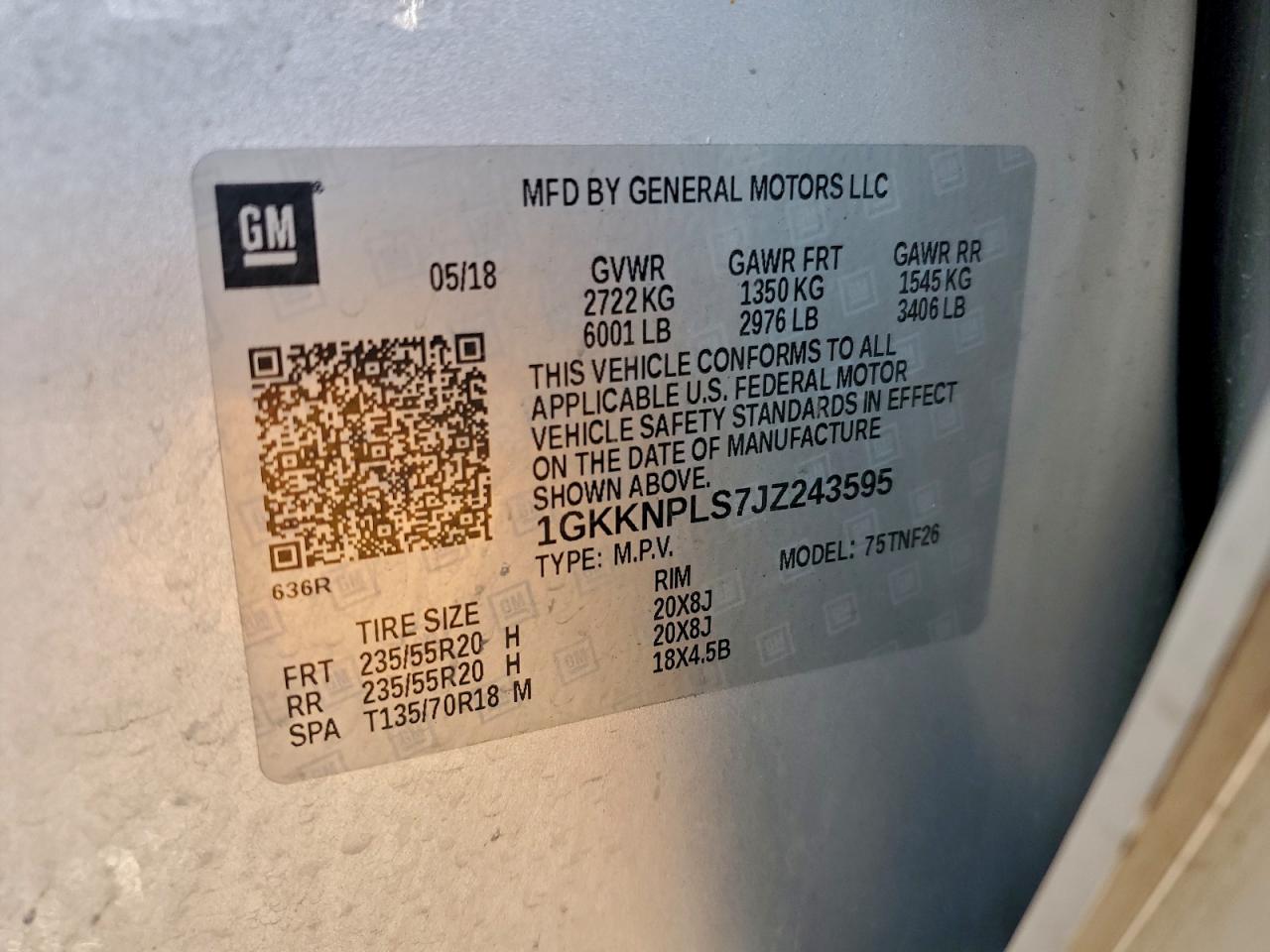 2018 GMC Acadia Denali VIN: 1GKKNPLS7JZ243595 Lot: 94137615