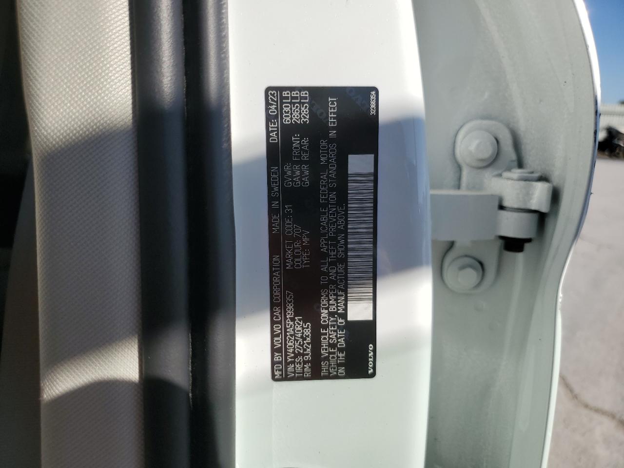 2023 Volvo Xc90 Ultimate VIN: YV40621A5P1998357 Lot: 91195965