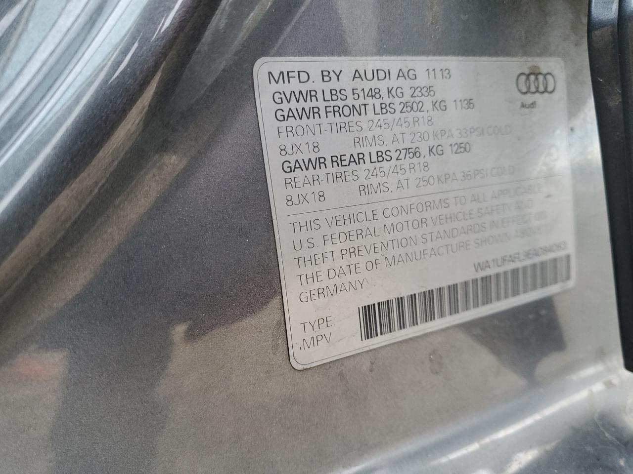 2014 Audi A4 Allroad Premium Plus VIN: WA1UFAFL9EA084063 Lot: 92804025