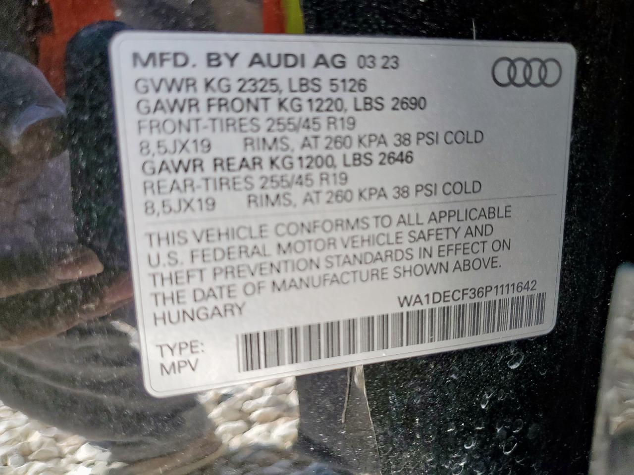 2023 Audi Q3 Premium S Line 45 VIN: WA1DECF36P1111642 Lot: 93261195