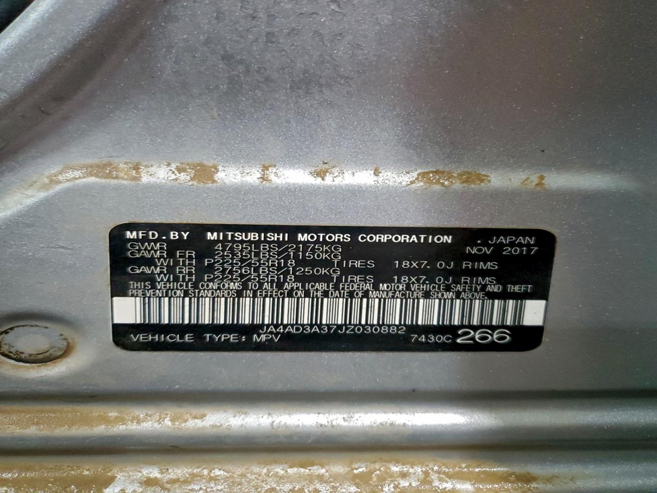 2018 Mitsubishi Outlander Se VIN: JA4AD3A37JZ030882 Lot: 93841645