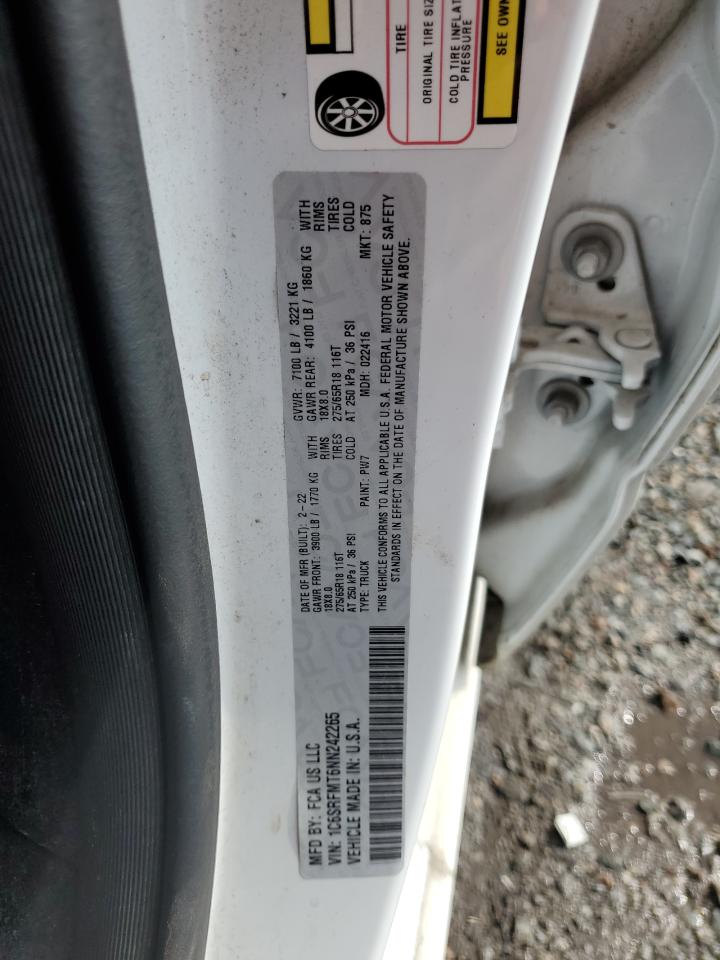 2022 Ram 1500 Big Horn/Lone Star VIN: 1C6SRFMT6NN242265 Lot: 91033185