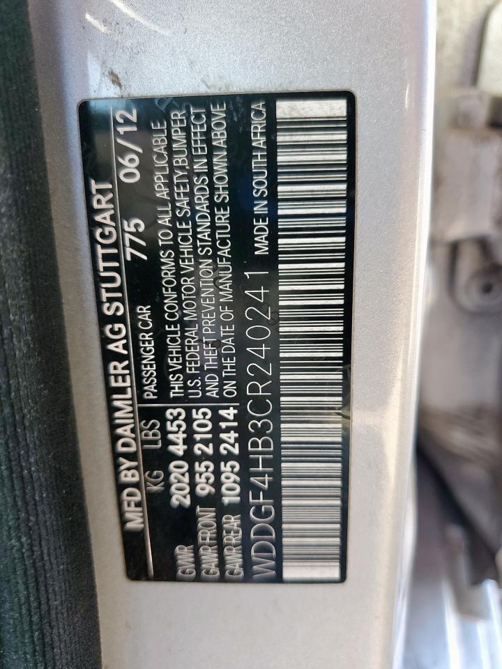 2012 Mercedes-Benz C 250 VIN: WDDGF4HB3CR240241 Lot: 87241535