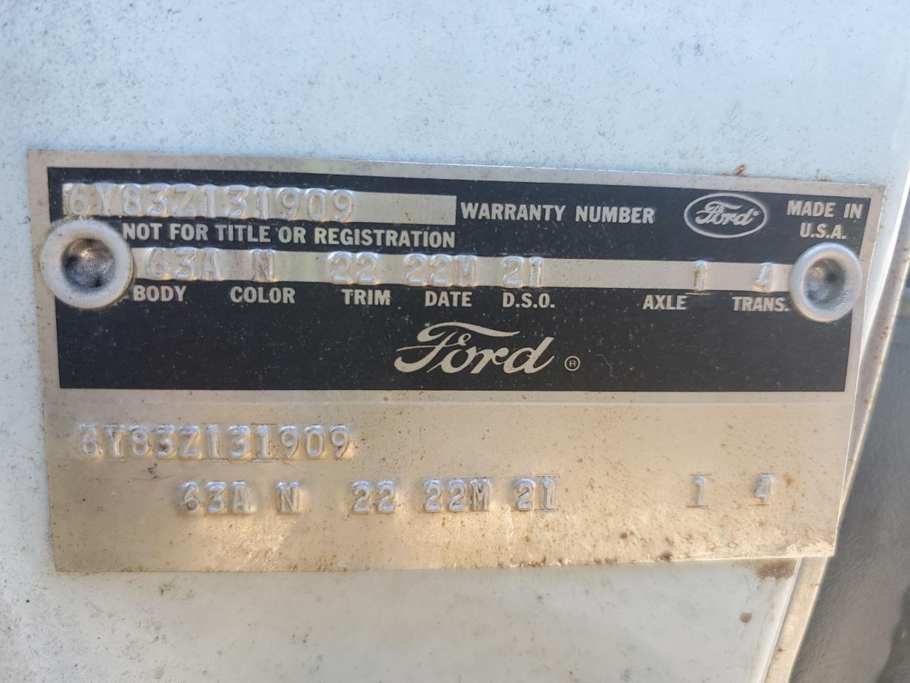 1966 Ford Thunderbir VIN: 6Y83Z131909 Lot: 91263025