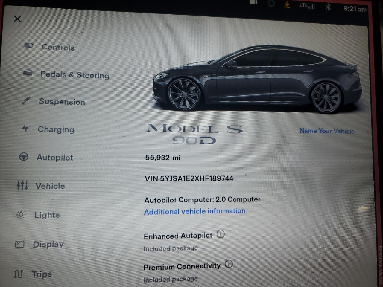 2017 Tesla Model S VIN: 5YJSA1E2XHF189744 Lot: 92575915