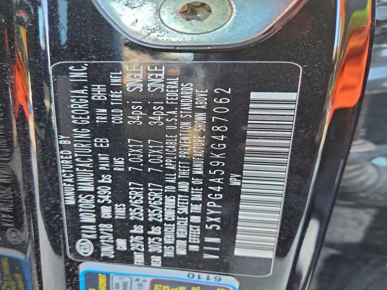 2019 Kia Sorento Lx VIN: 5XYPG4A59KG487062 Lot: 94133715