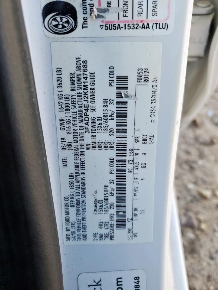 2019 Ford Fiesta Se VIN: 3FADP4EJ2KM147688 Lot: 92058355