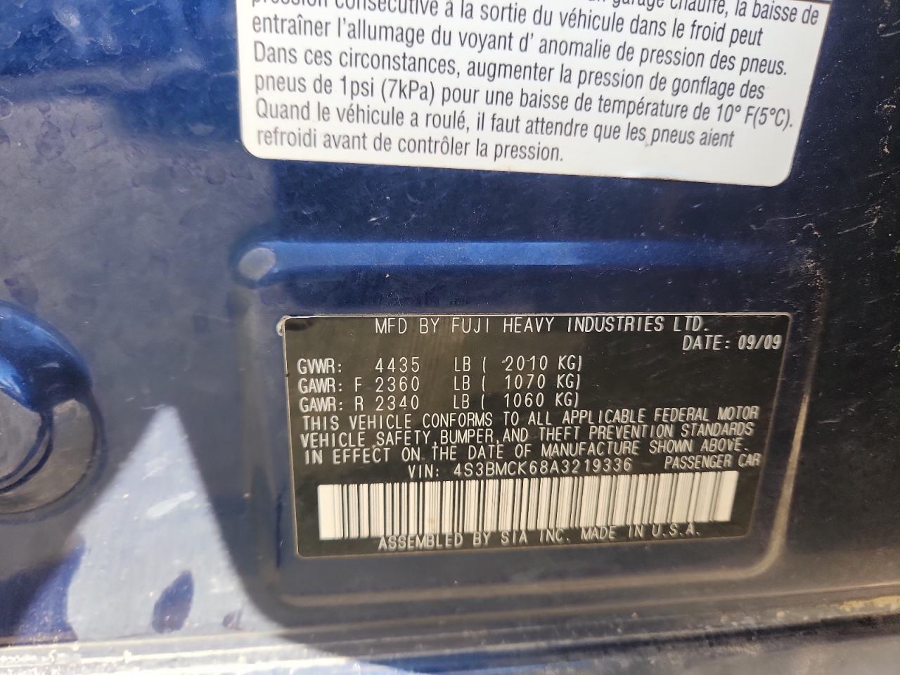 2010 Subaru Legacy 2.5I Limited VIN: 4S3BMCK68A3219336 Lot: 91419415