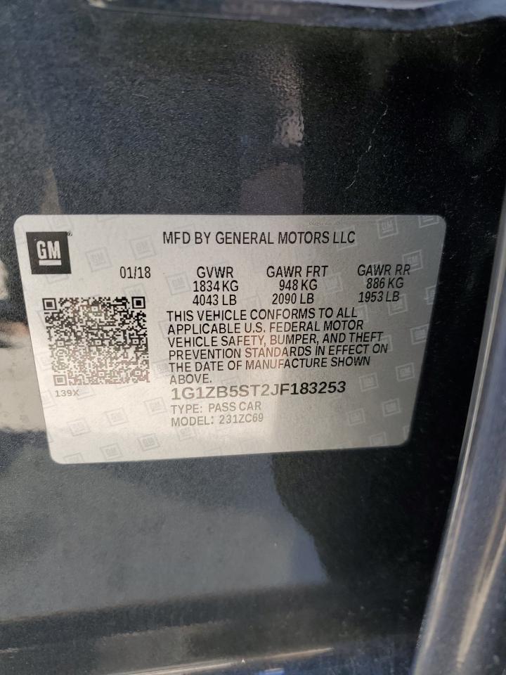 2018 Chevrolet Malibu Ls VIN: 1G1ZB5ST2JF183253 Lot: 91214295