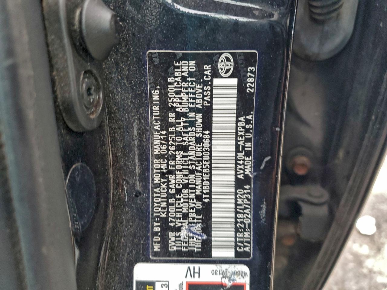 2014 Toyota Avalon Hybrid VIN: 4T1BD1EB5EU030684 Lot: 93820095