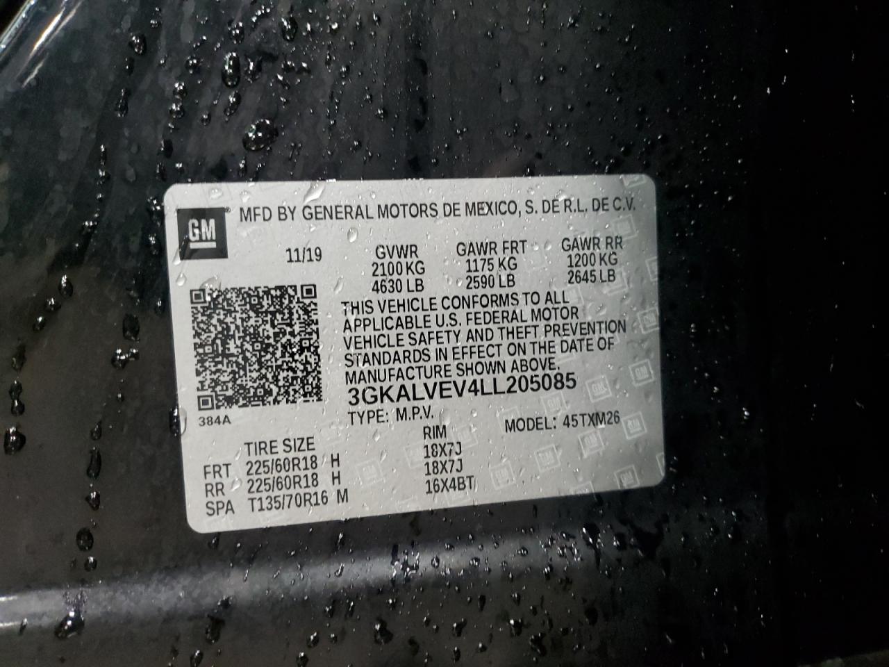 2020 GMC Terrain Slt VIN: 3GKALVEV4LL205085 Lot: 92305845