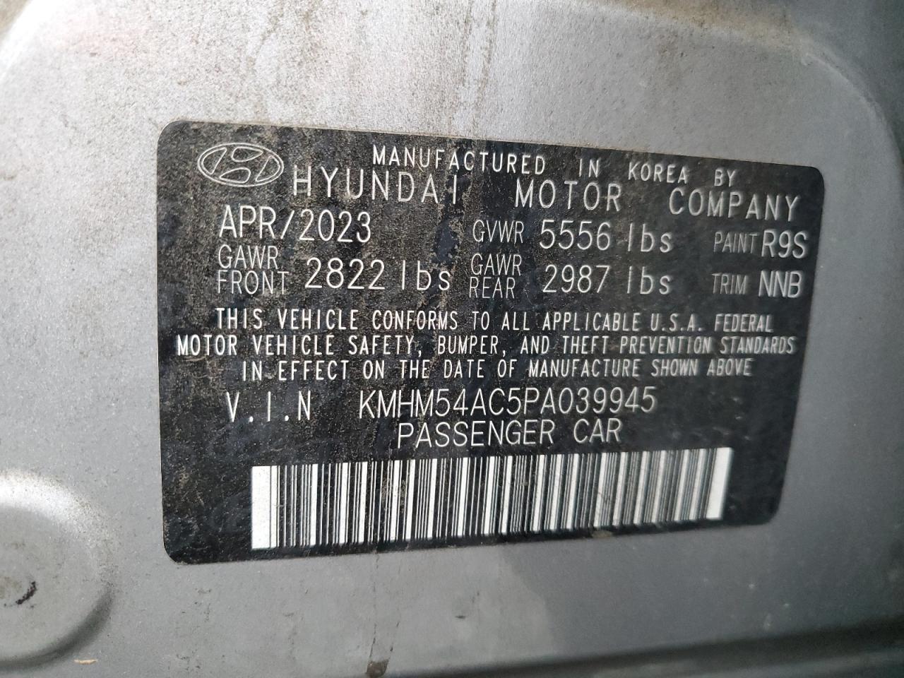 2023 Hyundai Ioniq 6 Limited VIN: KMHM54AC5PA039945 Lot: 91255025
