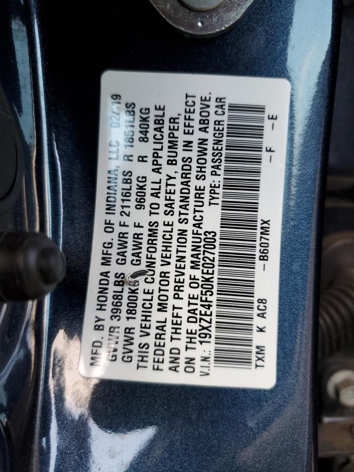 2019 Honda Insight Ex VIN: 19XZE4F50KE027003 Lot: 93353125