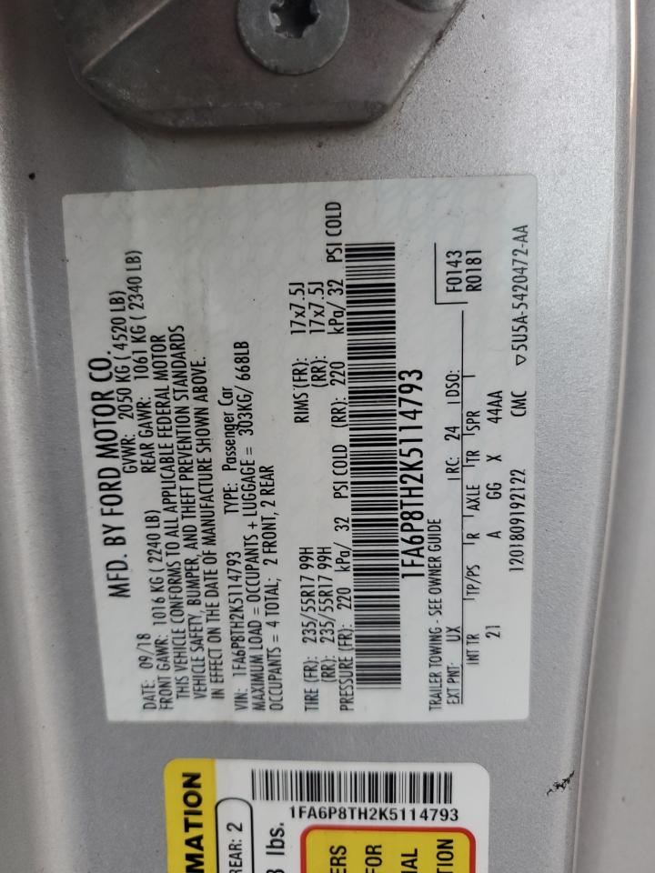 2019 Ford Mustang VIN: 1FA6P8TH2K5114793 Lot: 93747975