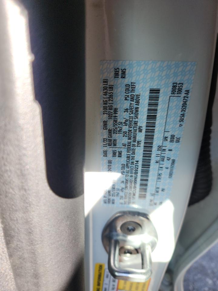 2022 Ford Escape Sel VIN: 1FMCU9H99NUB92314 Lot: 93077795