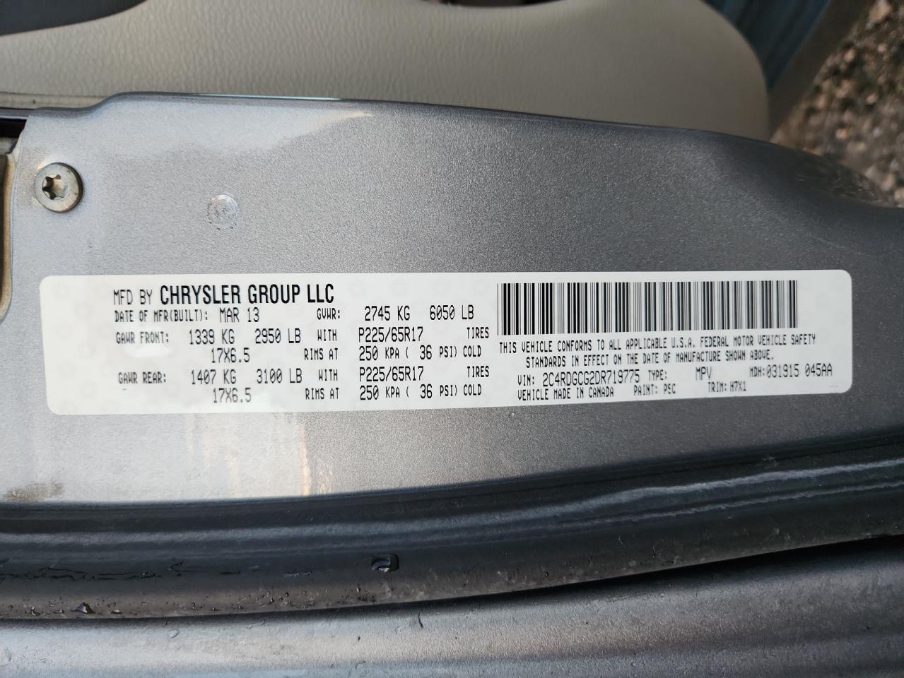 2013 Dodge Grand Caravan Sxt VIN: 2C4RDGCG2DR719775 Lot: 91318335