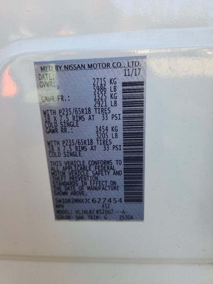 2018 Nissan Pathfinder S VIN: 5N1DR2MNXJC627454 Lot: 92787985